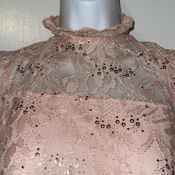 NWT Alex B beautiful elegant lace sequins dress pink size 8 - Picture 3 of 10